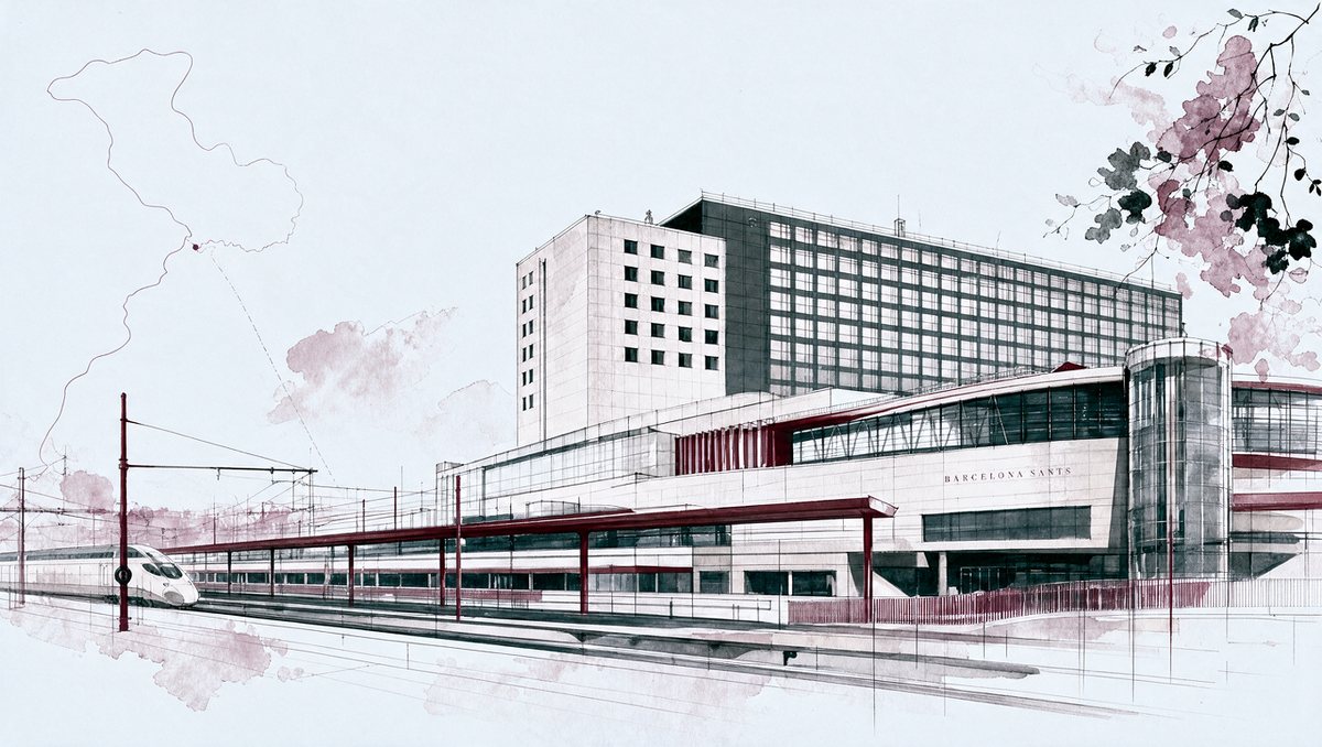 Barcelona Sants Station, the departure point for the Barcelona to Paris train